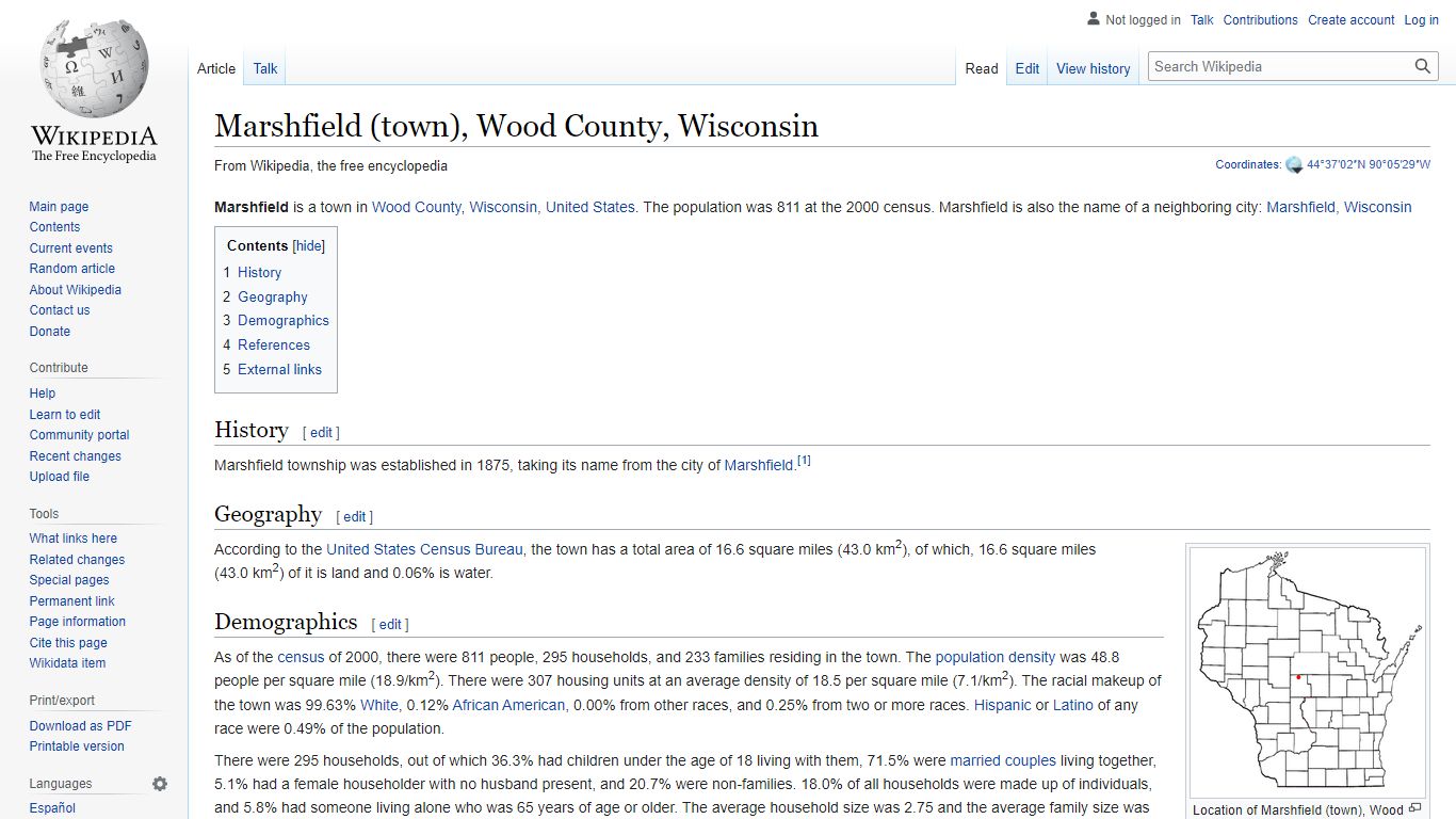 Marshfield (town), Wood County, Wisconsin - Wikipedia